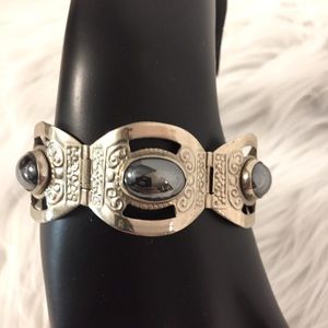 Vintage Sterling Silver & Hematite Bracelet